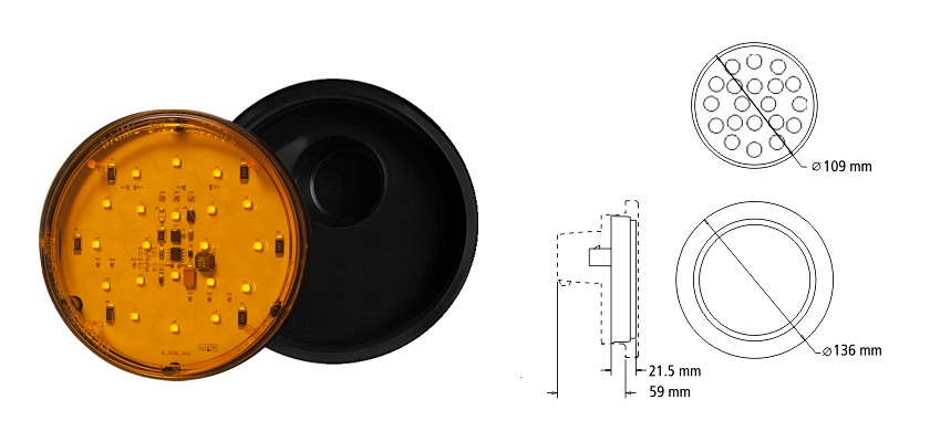 3100E-AU - FARO 20 LED AMBAR - 12/24V